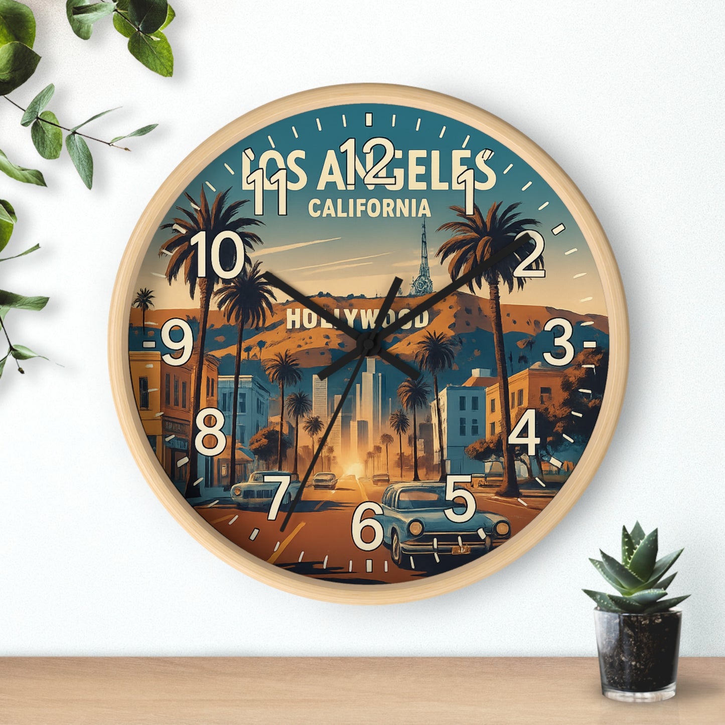 Hollywood Los Angeles Glow In The Dark Wall Clock New!
