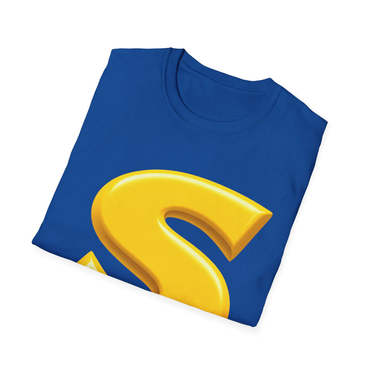 Bold Golden 'S' Graphic T‑Shirt — Retro Cartoon Letter Tee