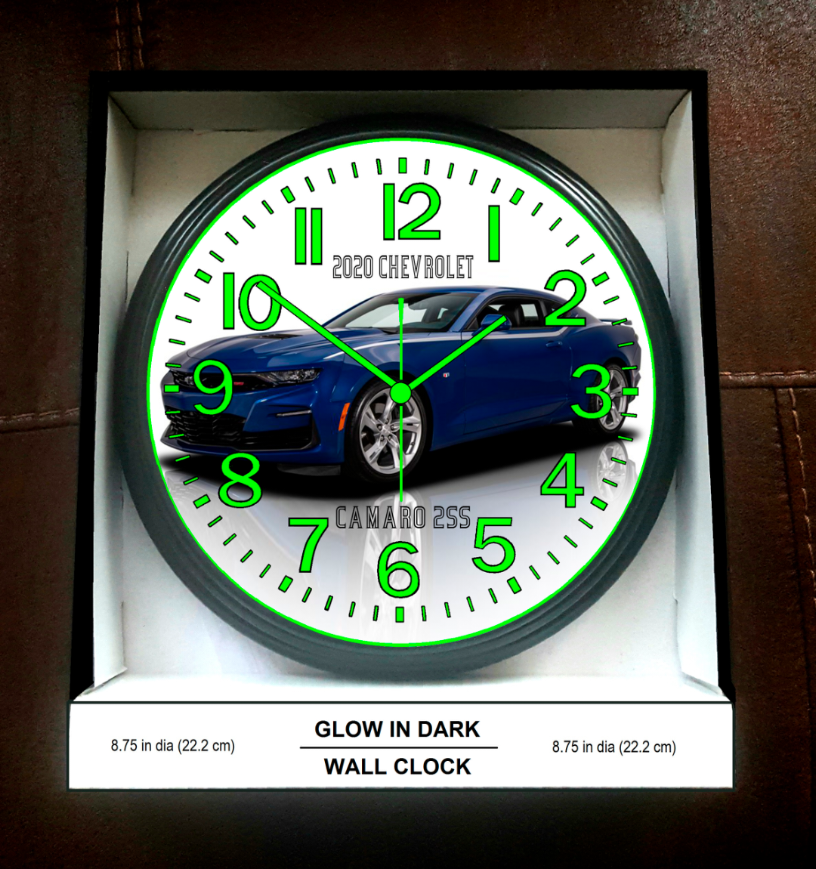 2020 Chevrolet Chevy Camaro Glow In The Dark Wall Clock New!