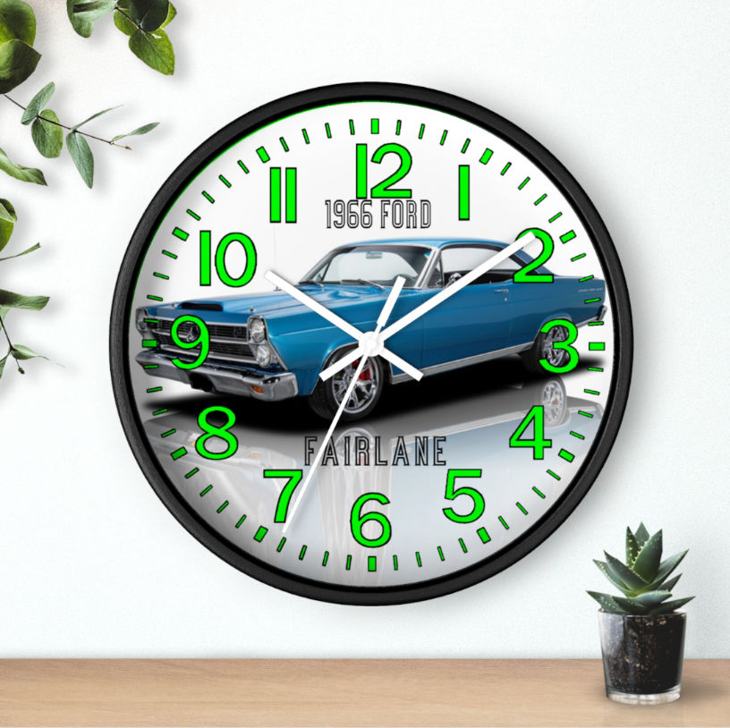 1966 Ford Fairlane Glow In The Dark Wall Clock New!
