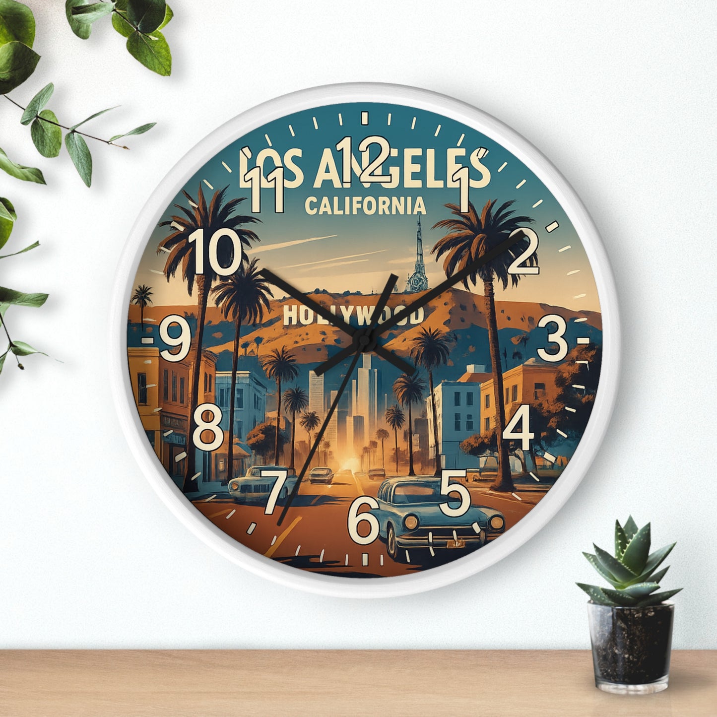 Hollywood Los Angeles Glow In The Dark Wall Clock New!
