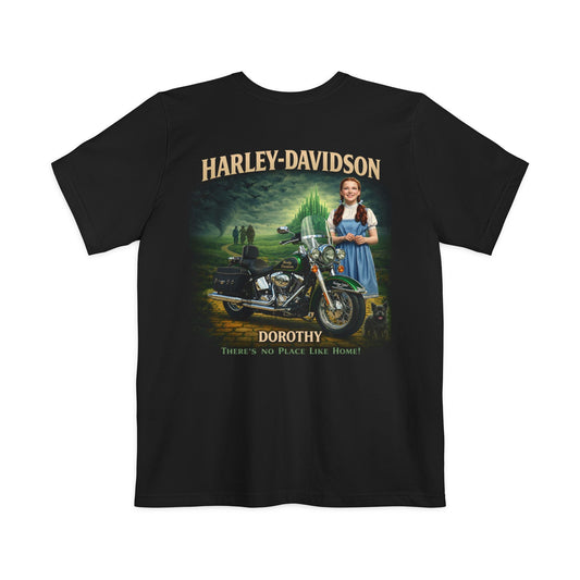 Dorothy Harley-Davidson Pocket T‑Shirt — Follow the Yellow Brick Road Motorbike Tee