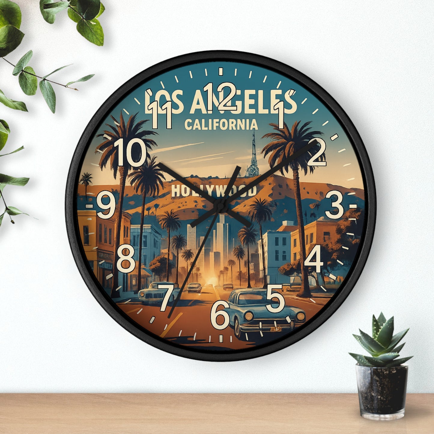 Hollywood Los Angeles Glow In The Dark Wall Clock New!