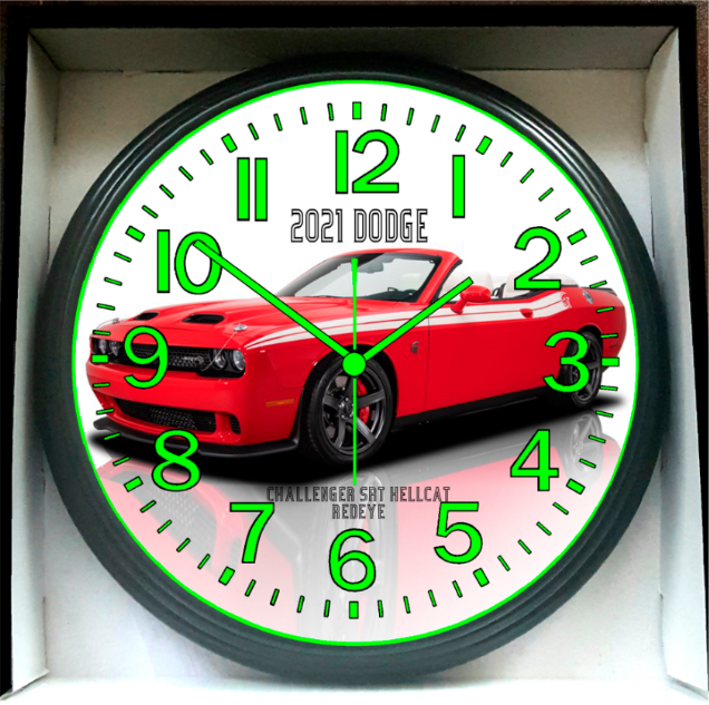 2021 Dodge Hellcat Red Eye Glow In The Dark Wall Clock New!