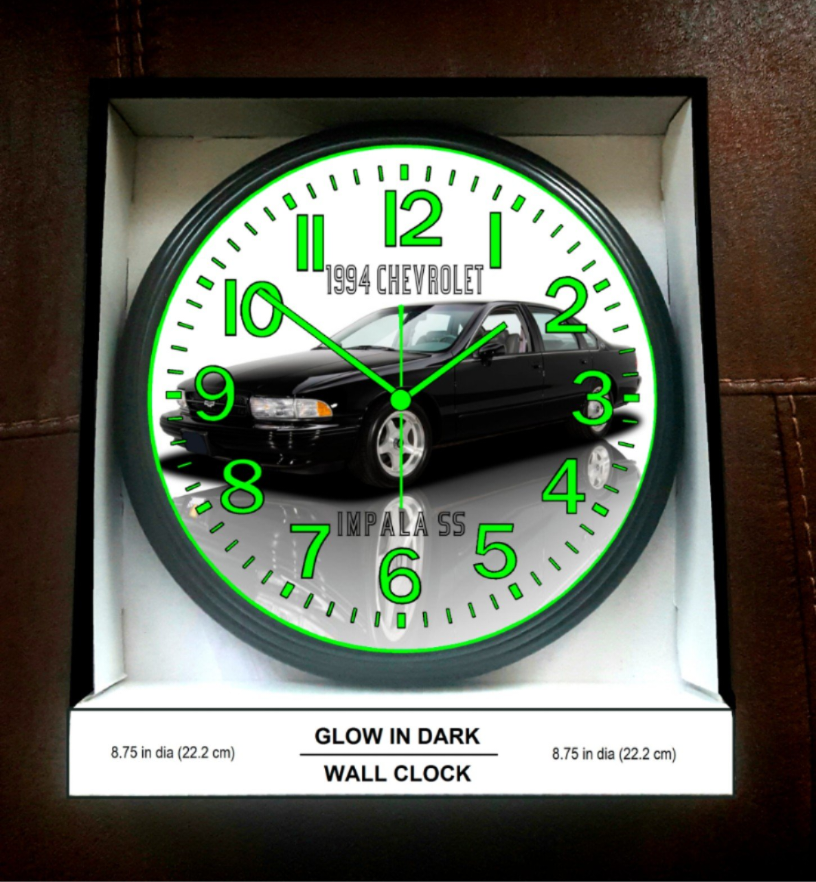 1994 Chevrolet Impala SS Glow In The Dark Wall Clock New!