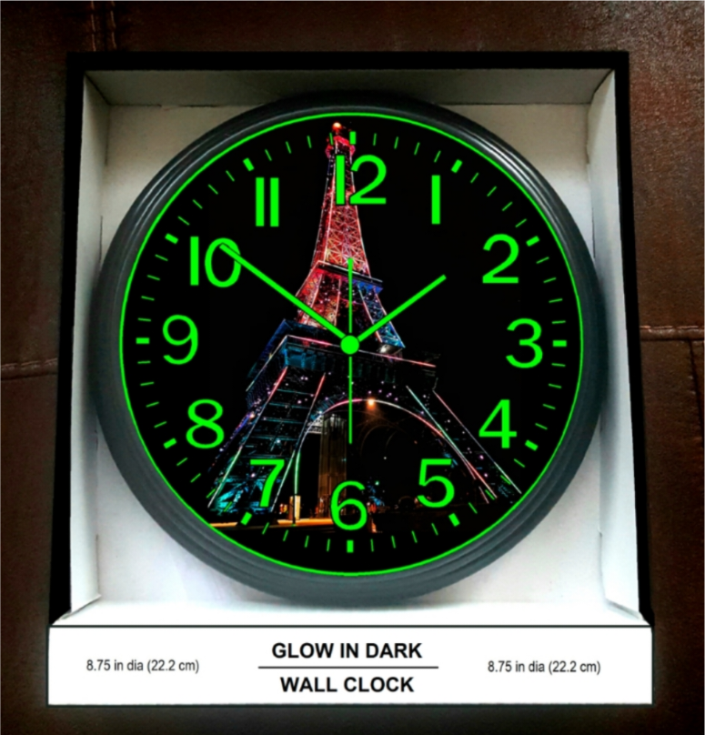 Paris France Glow in the Dark Wall Clock New!