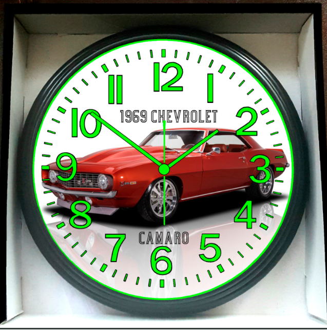 1969 Chevy Chevrolet Camaro Glow In The Dark Wall Clock