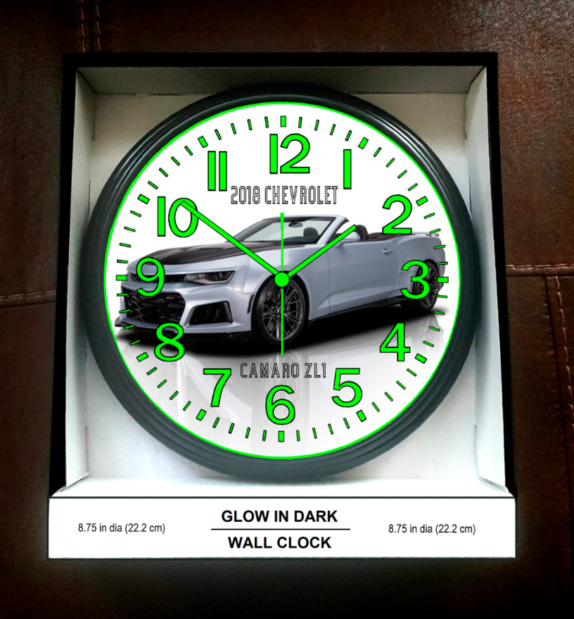 2008 Chevy Chevrolet Camaro Convertible Glow In The Dark Wall Clock New!