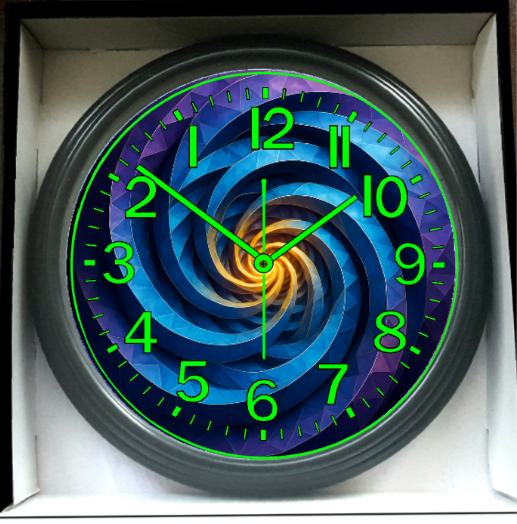 Glow-in-Dark Reverse Ticking Wall Clock 3D Dimensional New!