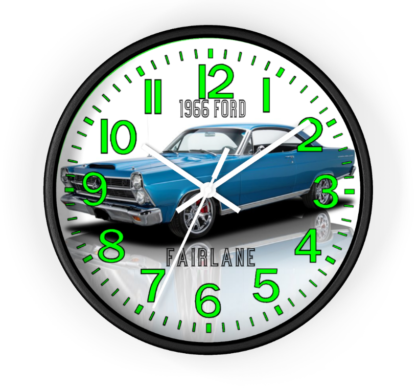 1966 Ford Fairlane Glow In The Dark Wall Clock New!