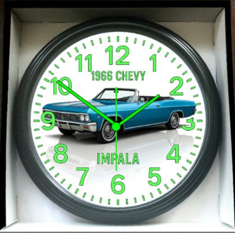 1966 Impala Chevy Chevrolet Impala Convertible Glow In The Dark Wall Clock New!
