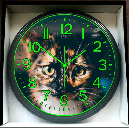 Cat Glow in the Dark Wall Clock Living room pet Wall Clock