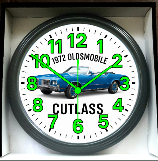 1972 Oldsmobile Cutlass Glow In The Dark Wall Clock New!