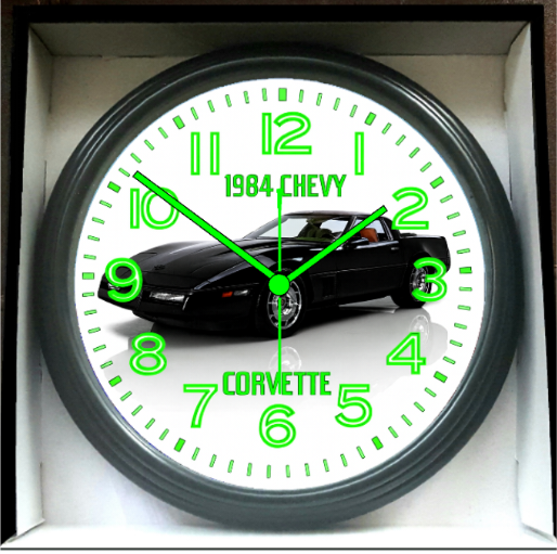 1984 Chevy Corvette Chevrolet Glow In The Dark Wall Clock New!