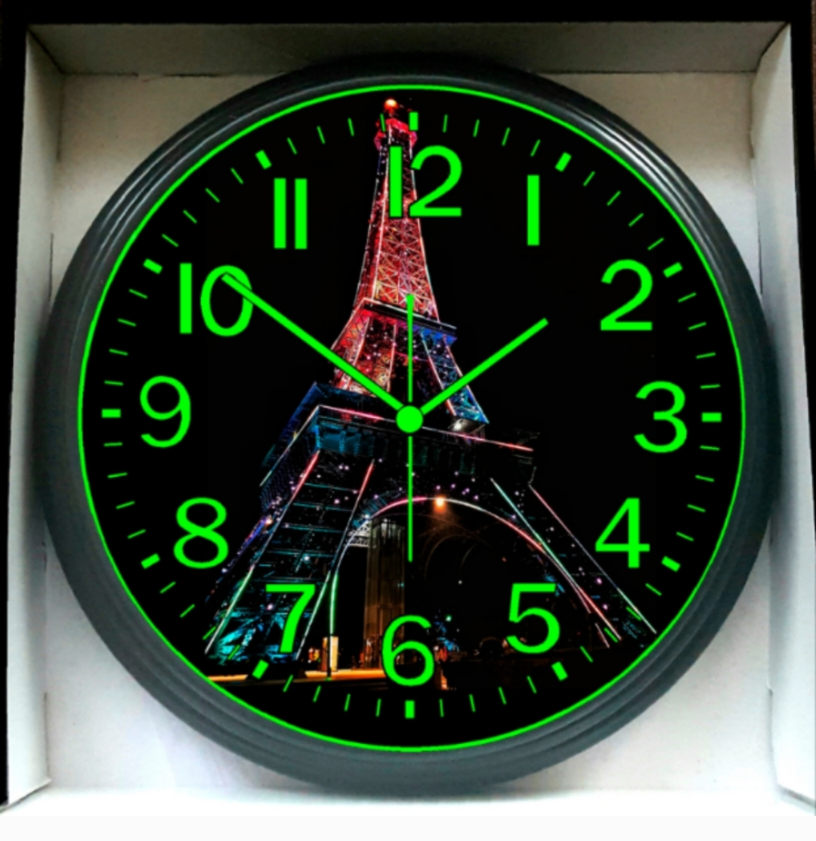Paris France Glow in the Dark Wall Clock New!
