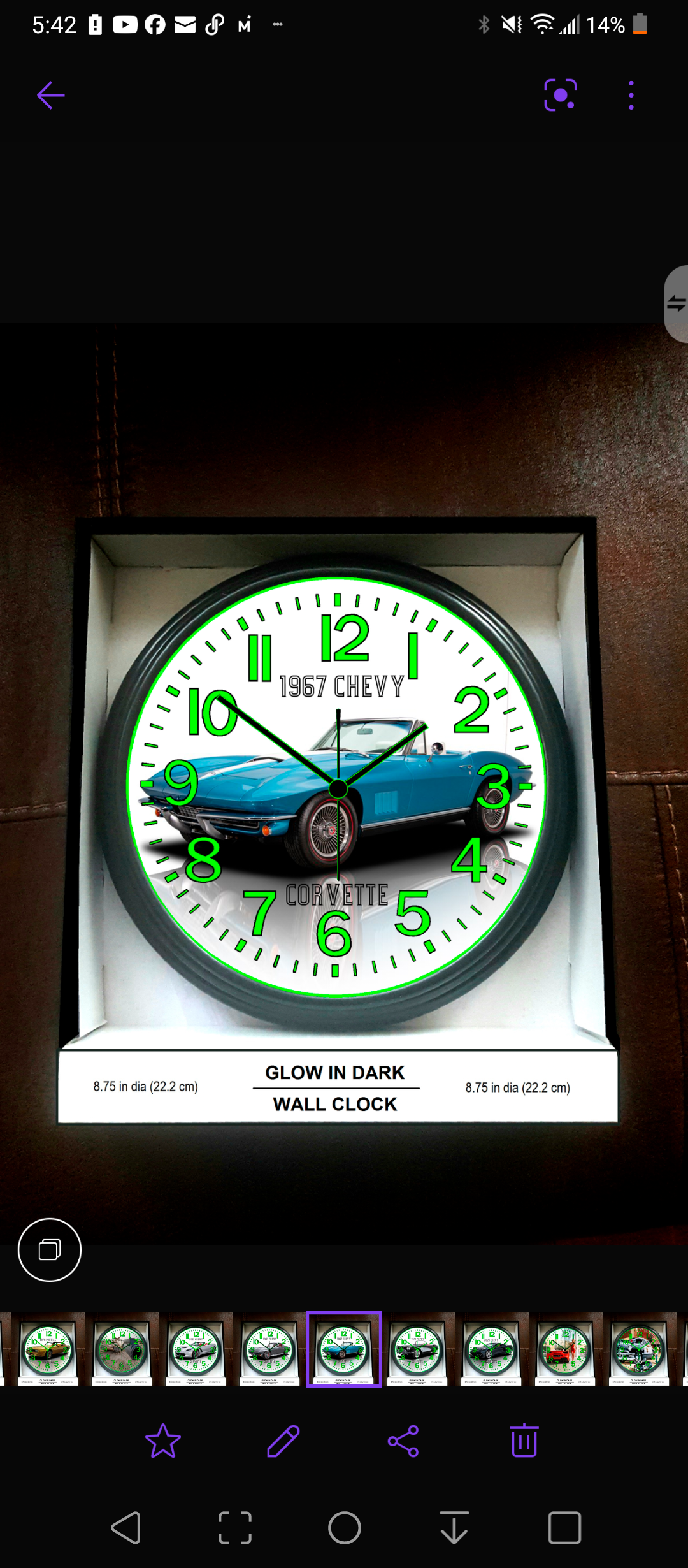 1967 Chevy Chevrolet Corvette Glow In The Dark Wall Clock New!
