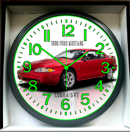 1999 Ford Mustang Cobra Glow In The Dark Wall Clock New!