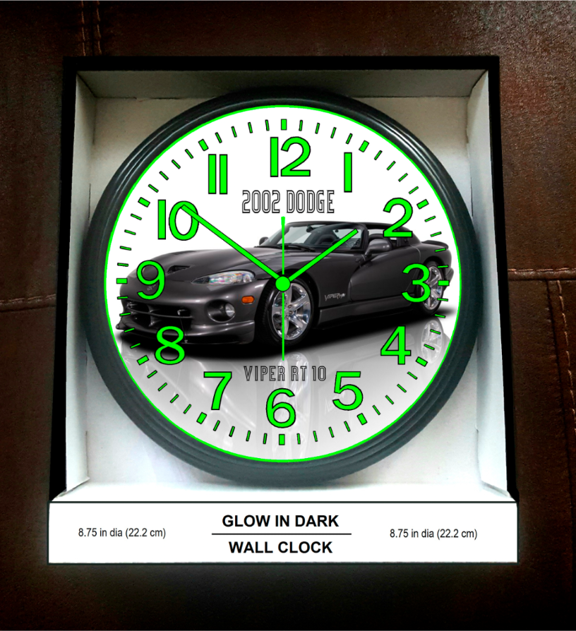 2002 Dodge Viper Glow In The Dark Wall Clock New!