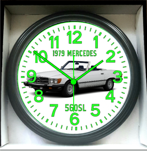 Clock 1979 Mercedes 560SL White Glow In The Dark New!