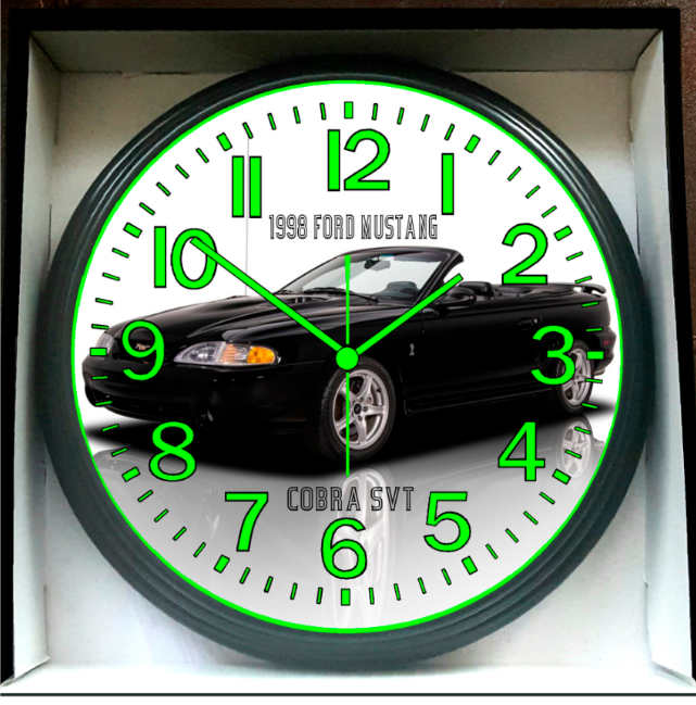 1998 Ford Mustang Cobra Glow In The Dark Wall Clock New!
