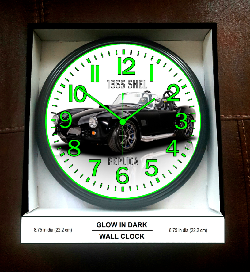 1965 Shelby Cobra Glow-in-Dark Wall Clock New!