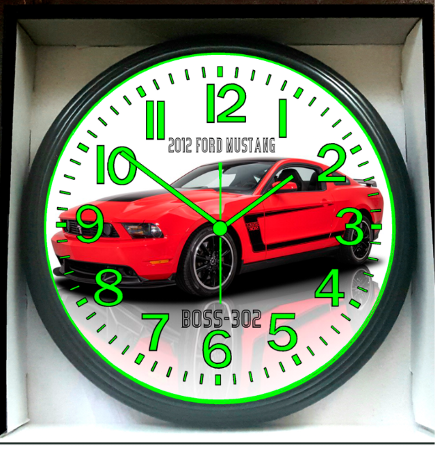 302 Boss Ford Mustang Glow In The Dark Wall Clock New!