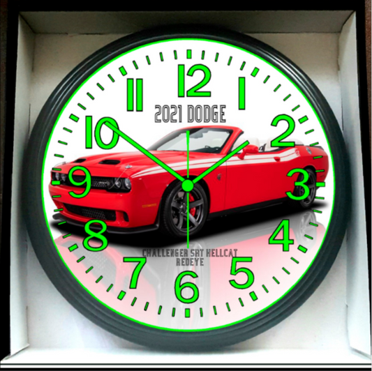 2021 Dodge Hellcat Red Eye Convertible Glow In The Dark Wall Clock New!