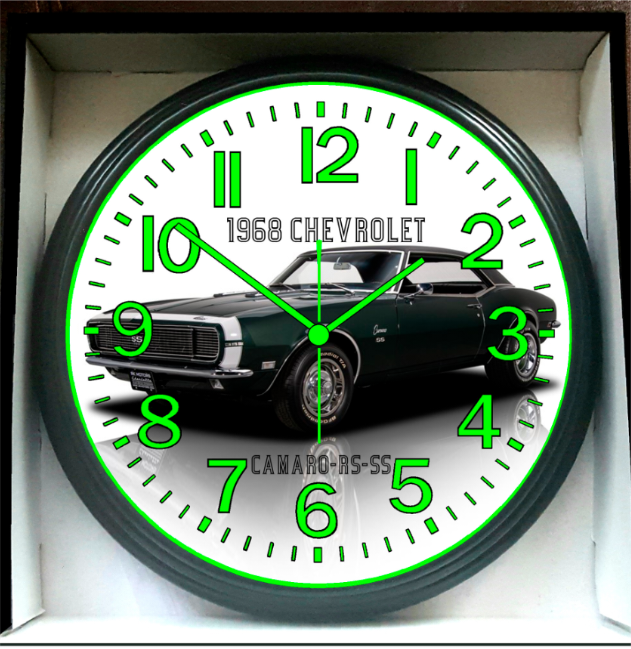 1968 Chevy Chevrolet Camaro RS SS Glow In The Dark Wall Clock New!