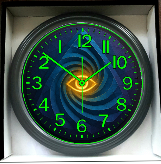 Glow-in-Dark Reverse Ticking Wall Clock 3D Dimensional New!