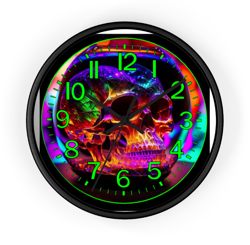 Skull Blacklight Glow In The Dark Wall Clock New!